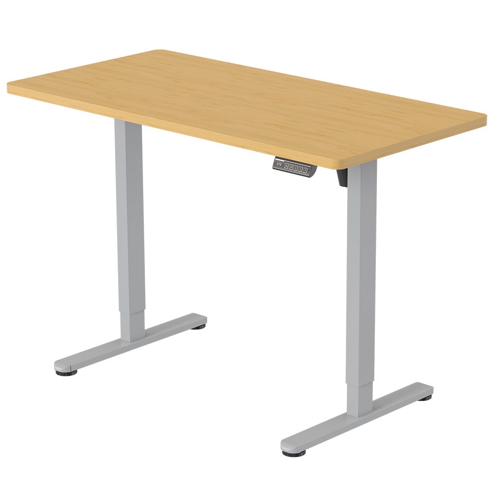 FORTIA Sit To Stand Up Standing Desk, 160x70cm, 72-118cm, Height Adjustable, 50kg Rated, Black/Silver Frame