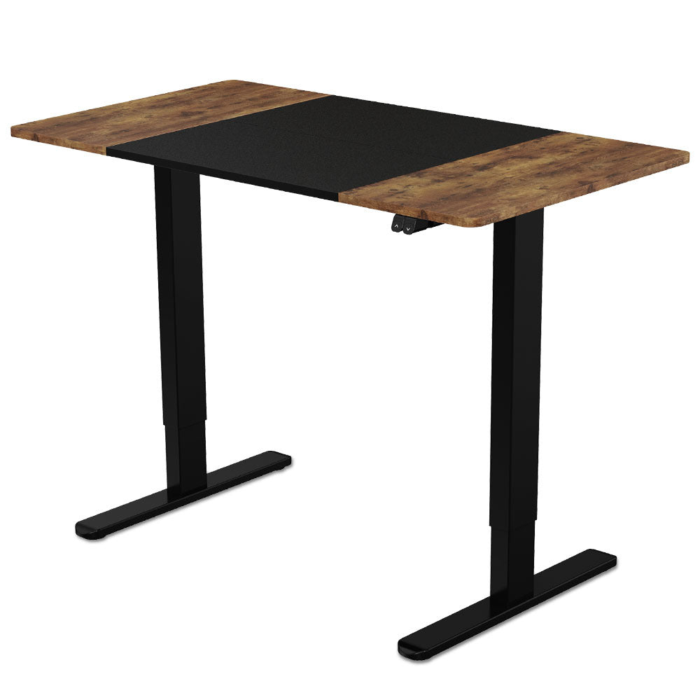 Fortia 120x60cm Electric Standing Desk Walnut Black Frame