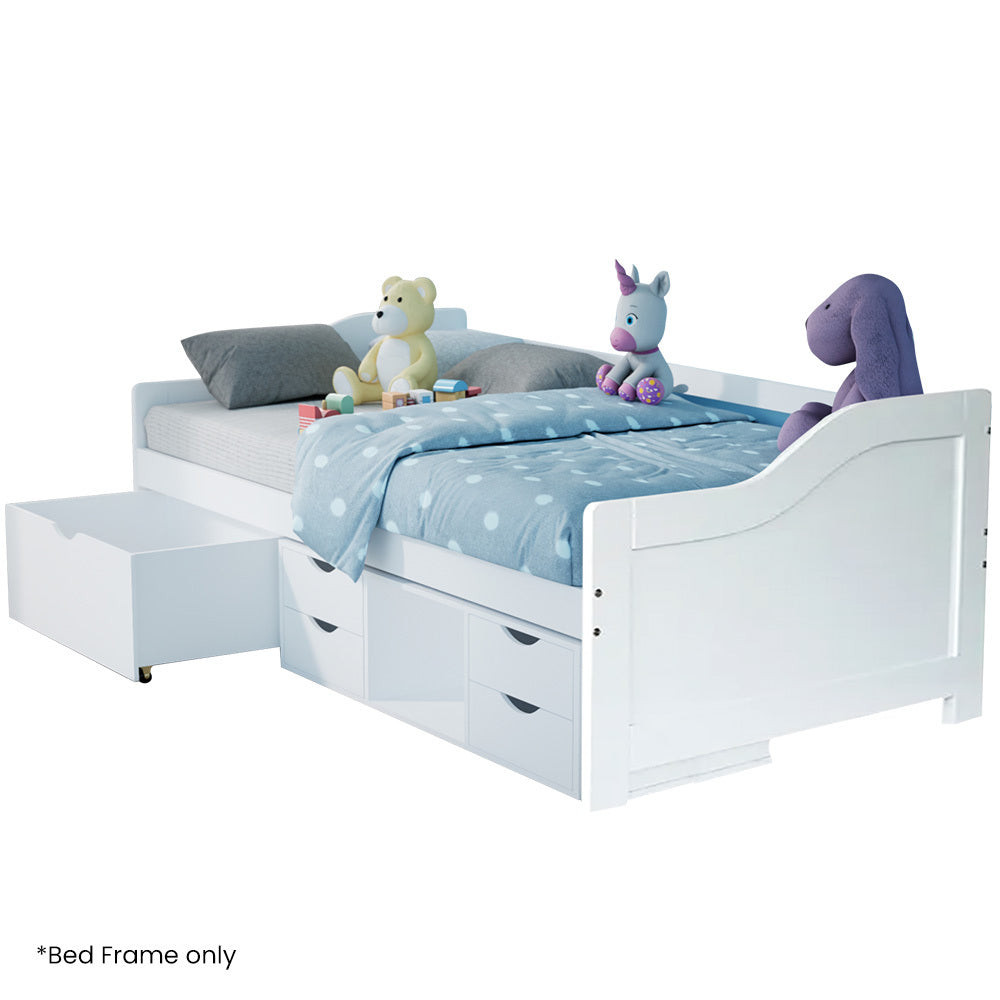 Kingston Slumber Single Sofa Bed Frame with Storage Drawers White
