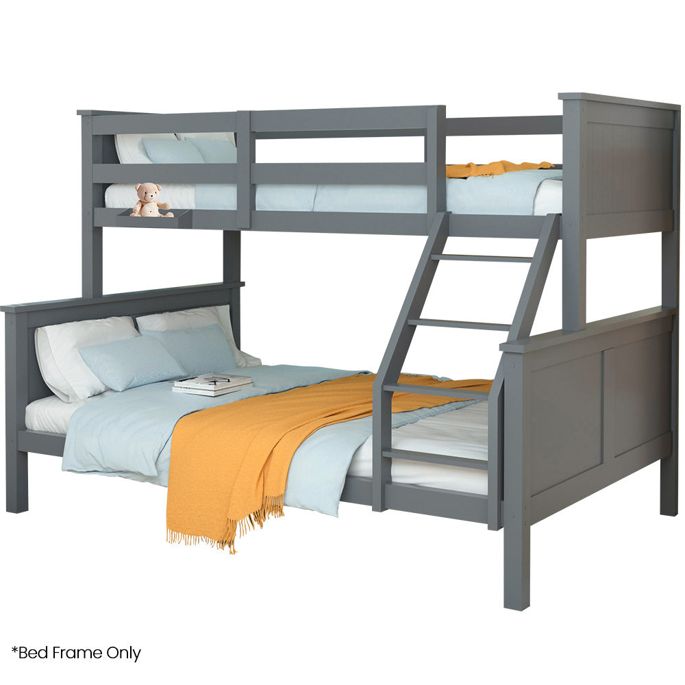 Kingston Slumber Triple Bunk Bed Frame Single Over Double Kids Convertible Grey