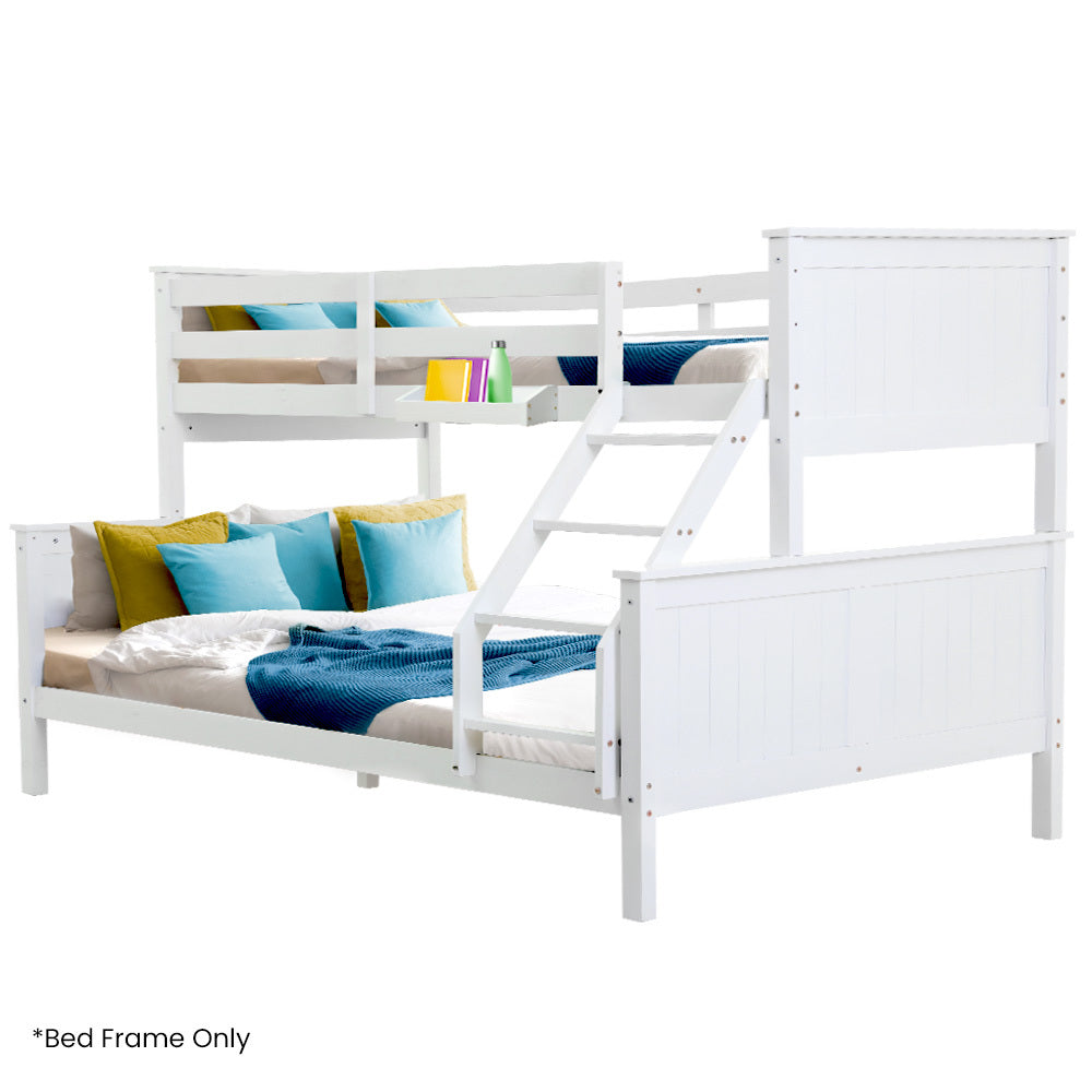 Kingston Slumber Convertible Single Over Double Bunk Bed Frame Kids White