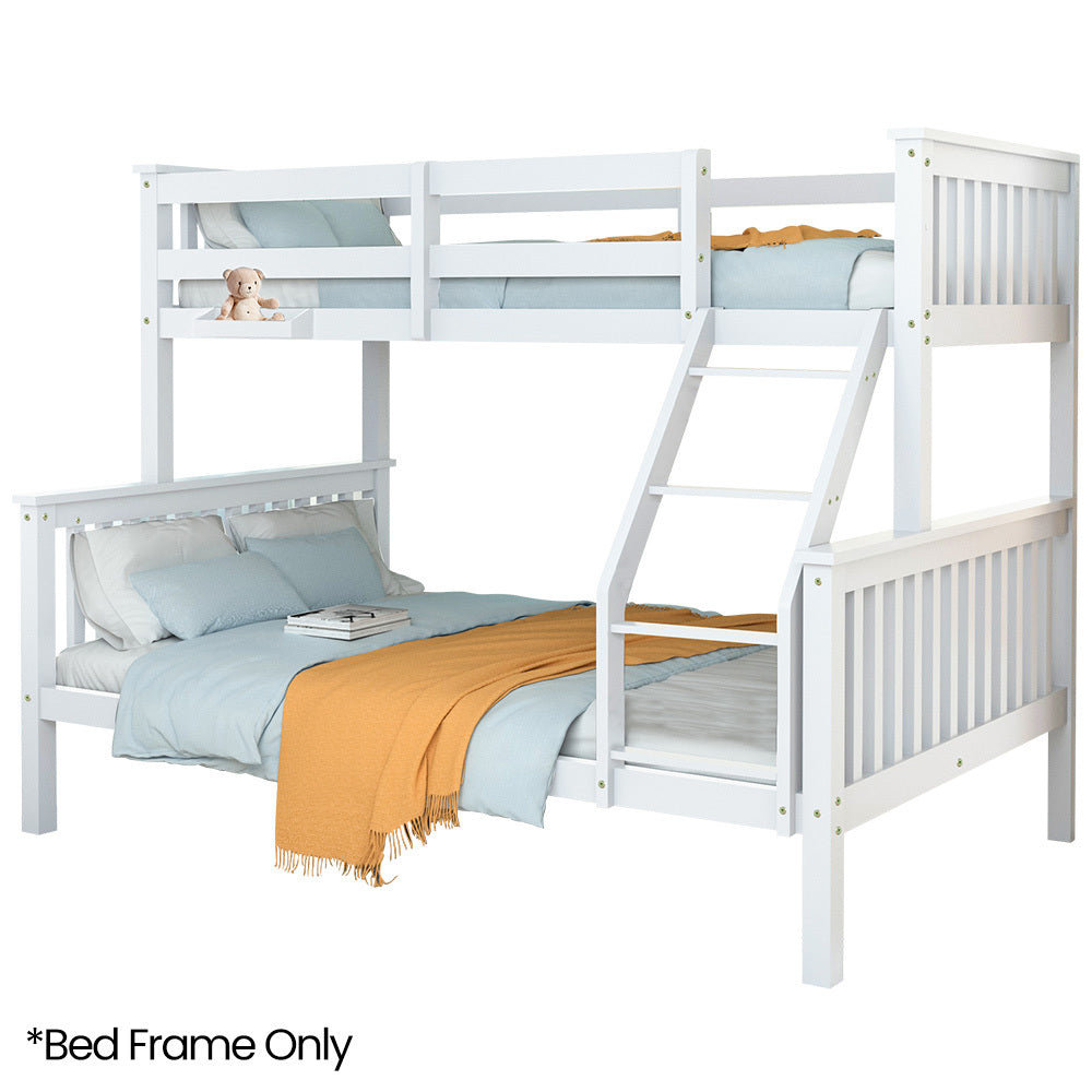 Kingston Slumber Single Over Double Bunk Bed Frame Modular Pine White