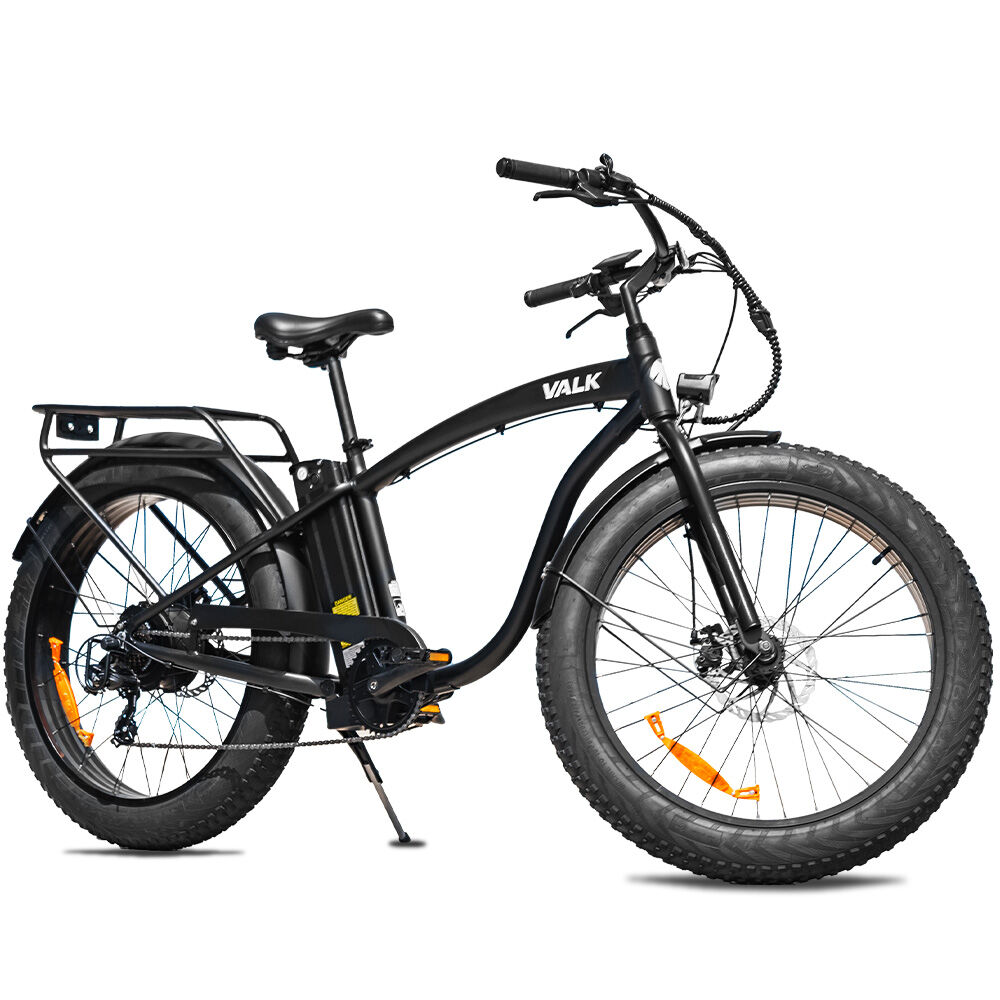 Valk Medium Electric Fat Tyre Cruiser Bike Matte Black