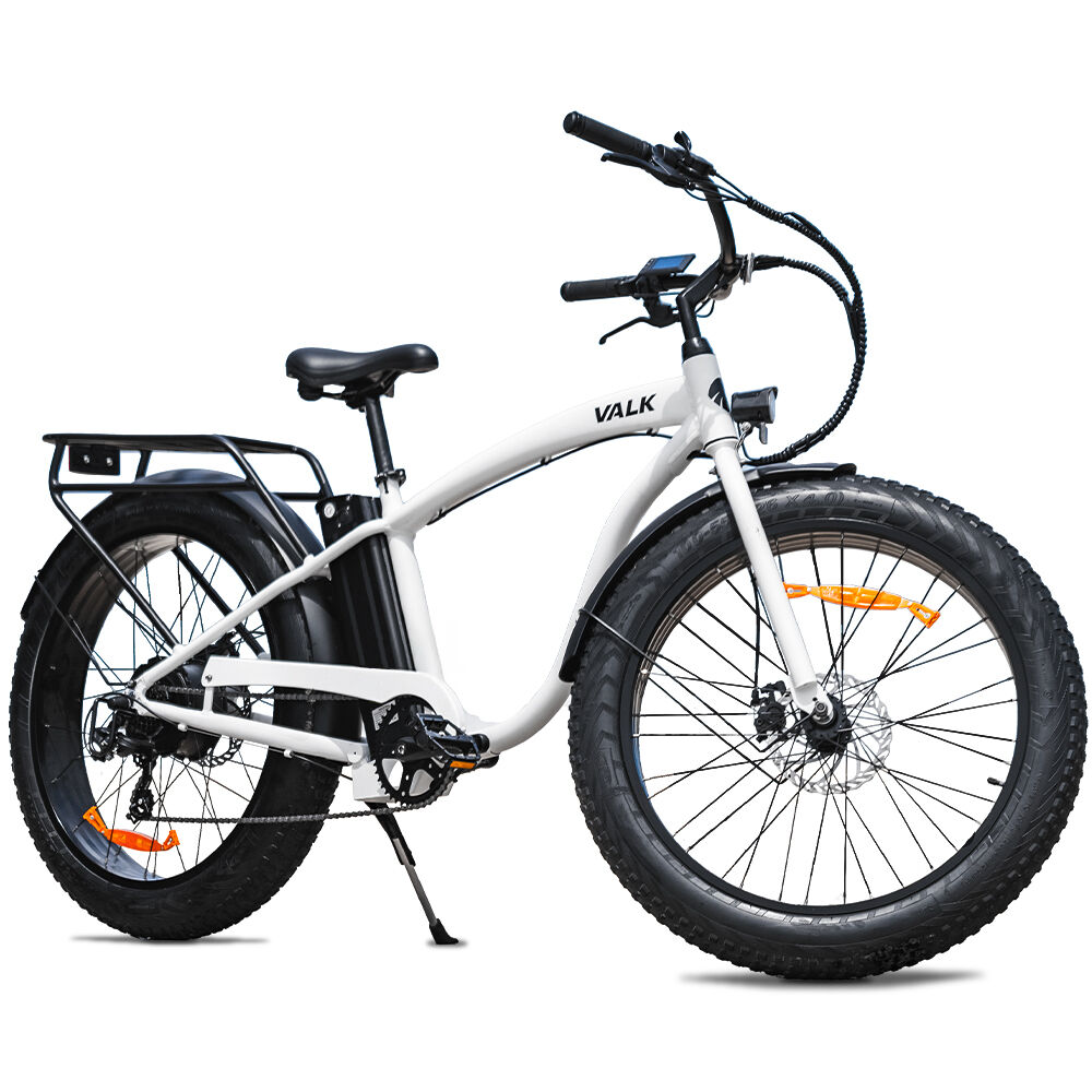 Valk Medium Electric Fat Tyre Cruiser Bike 350W White