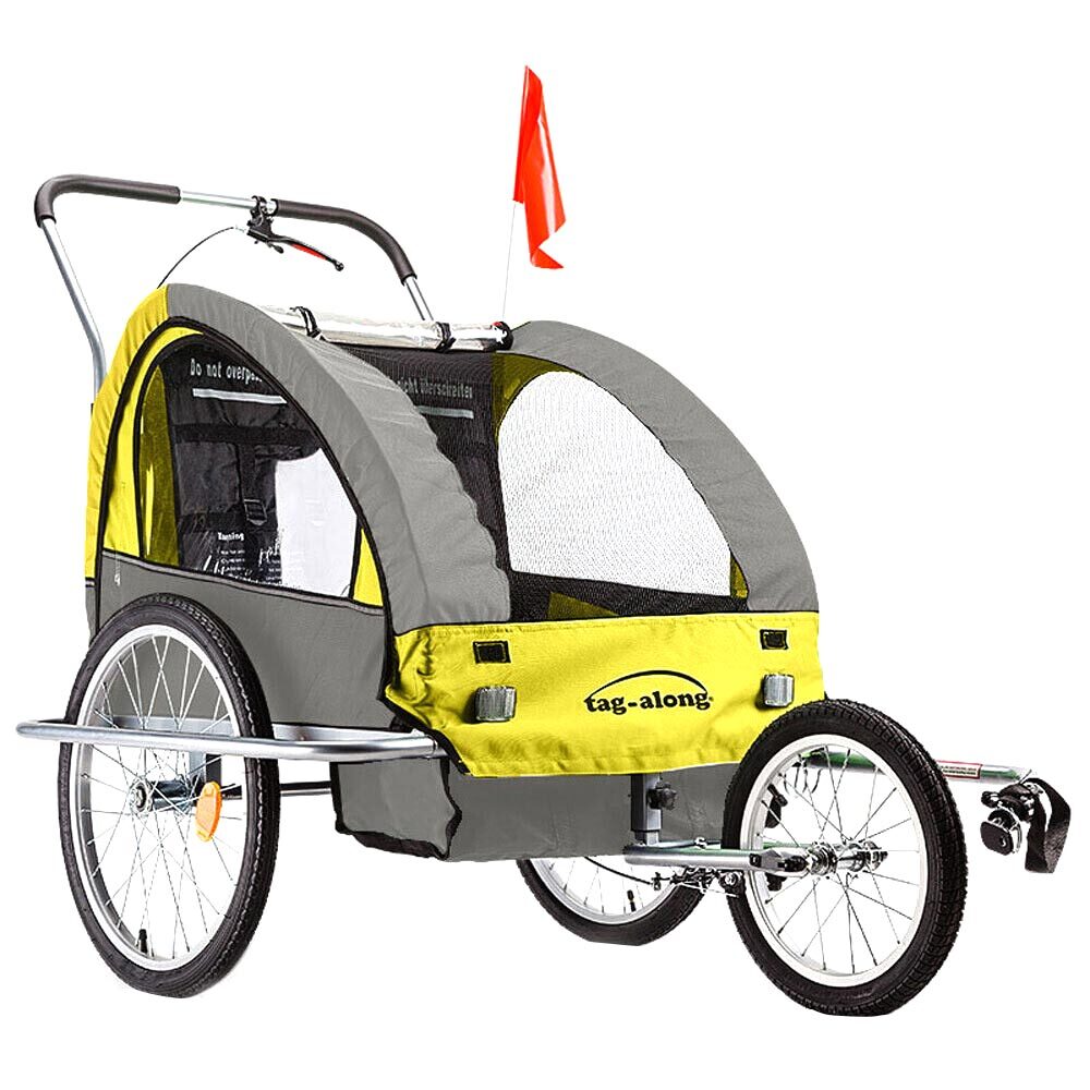 Tag-Along Kids Bike Trailer Jogger Pram Yellow