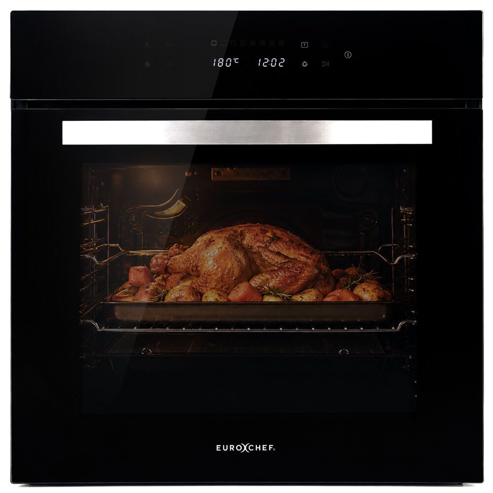 EuroChef 60cm Built-In Electric Wall Oven 80L Black