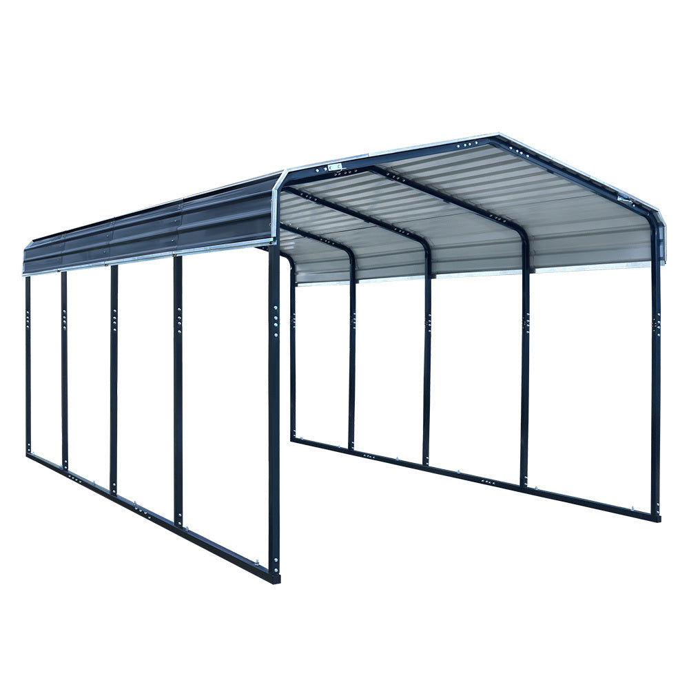 Shade Shield Single Carport Shed 3.3x6x2.9m Galvanised Steel Gable Roof Dark Grey