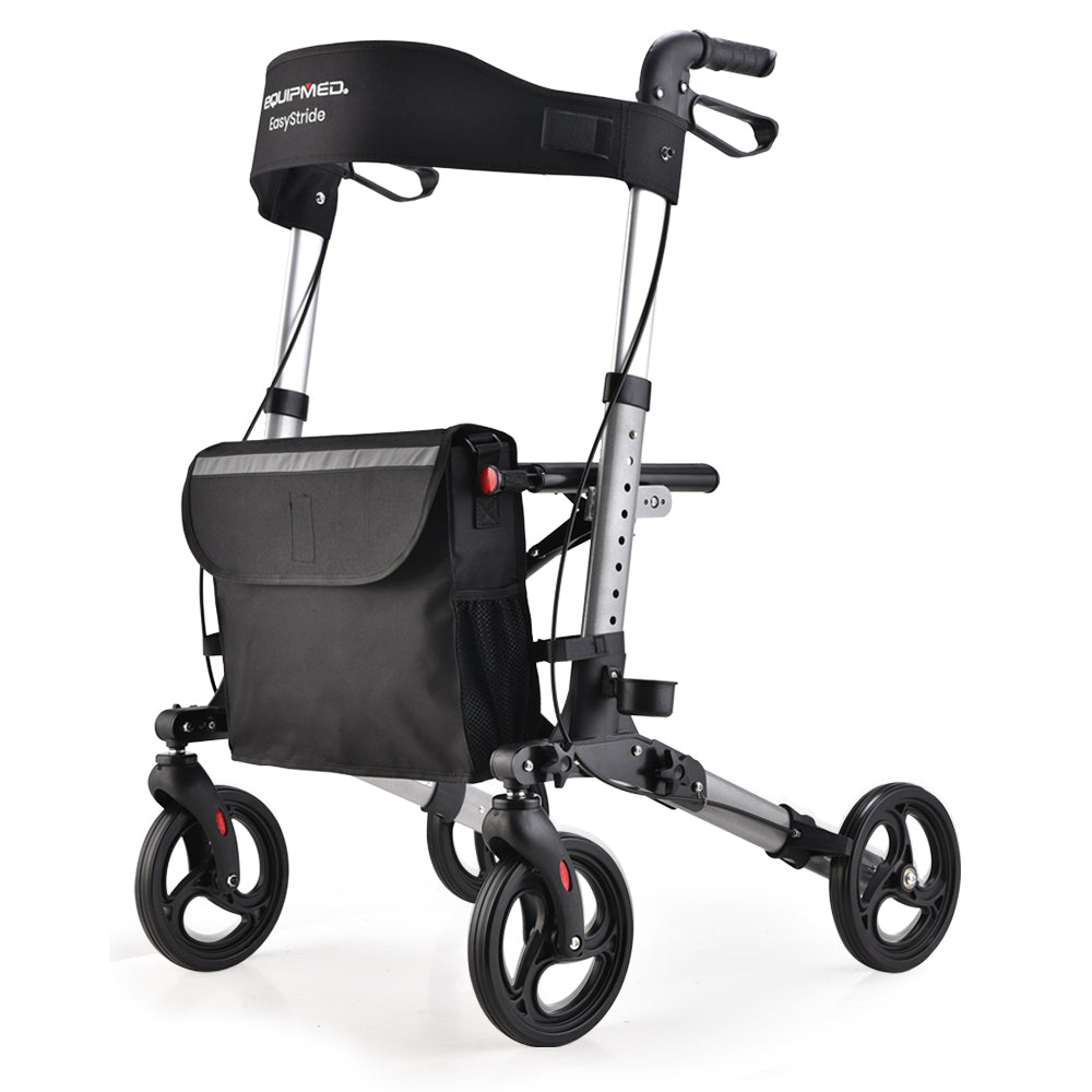 Easy Stride Aluminium Rollator Walker with Seat and Bag Silver