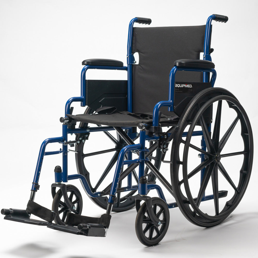 Equipmed 24" Folding Wheelchair Lightweight Blue