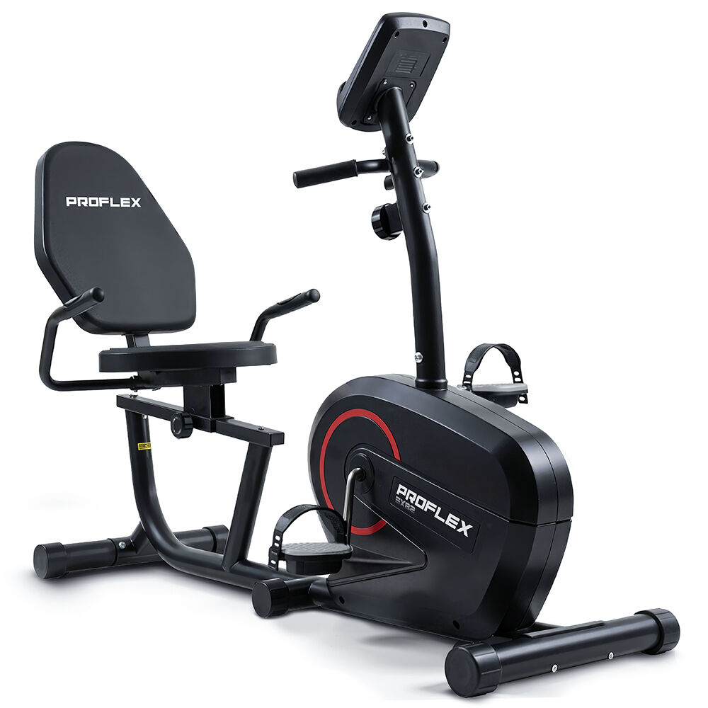 PROFLEX Magnetic Recumbent Exercise Bike, LCD Display, Heart Rate Sensors, Adjustable Seat, 8-Level Resistance, Comfortable Seated Home Cardio Fitness Machine
