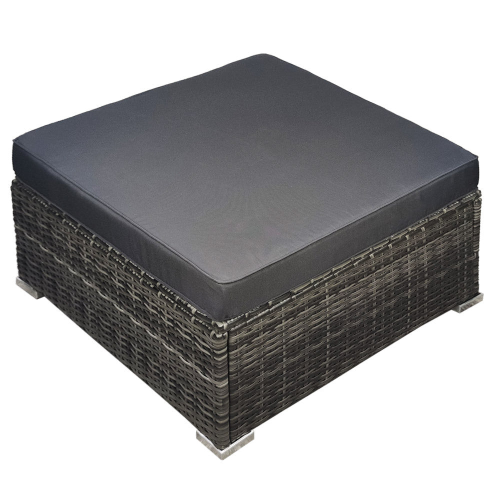 London Rattan 1-Seater Outdoor Ottoman Modular Wicker Lounge Marl Grey