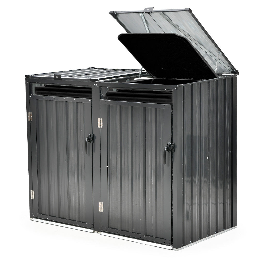 PlantCraft Double Steel Garbage Bin Storage Shed 2 Doors