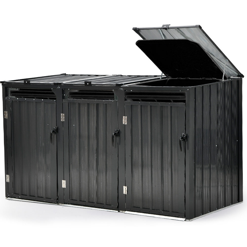 PlantCraft Triple Bin Shed Steel Enclosure 3 Doors