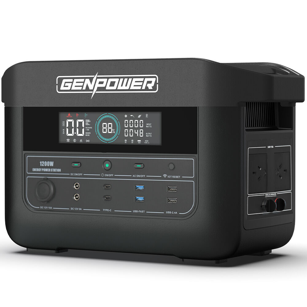 GenPower 1075Wh Portable Power Station 1200W LiFePO4 Wireless Charger Camping