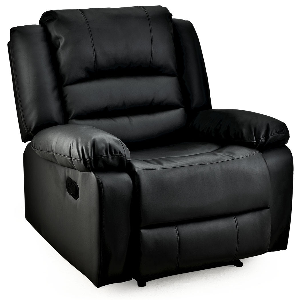 Fortia Recliner Lounge Chair Faux Leather Black
