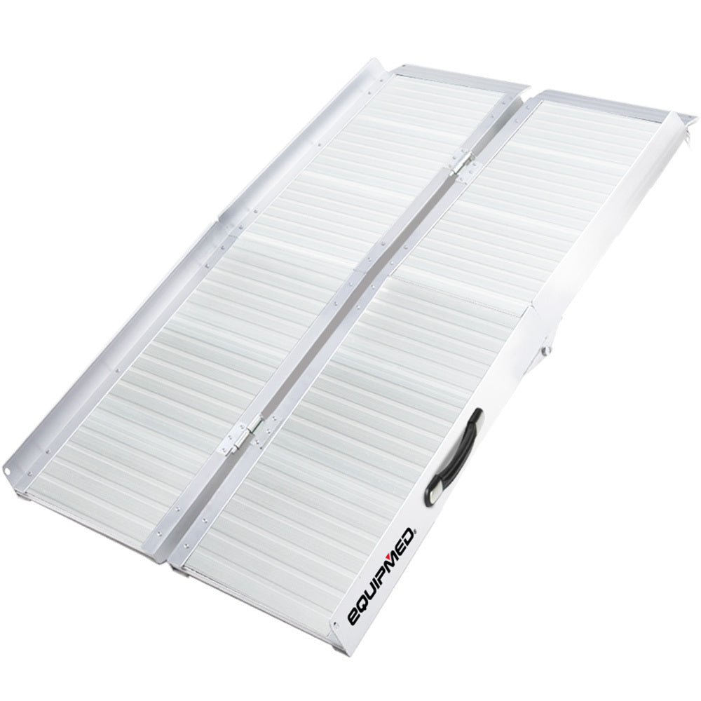 Equipmed 123cm Aluminium Folding Access Ramp 272kg Silver