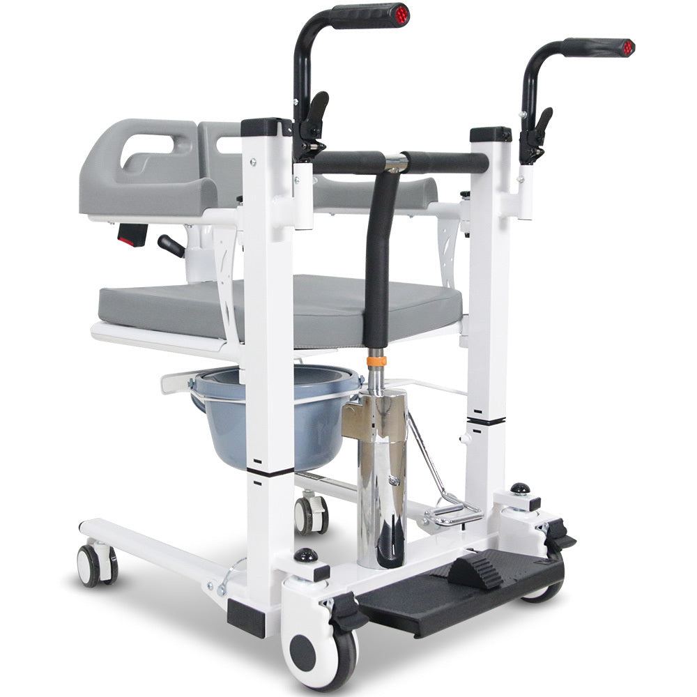 Equipmed Hydraulic Patient Transfer Chair Shower Commode White
