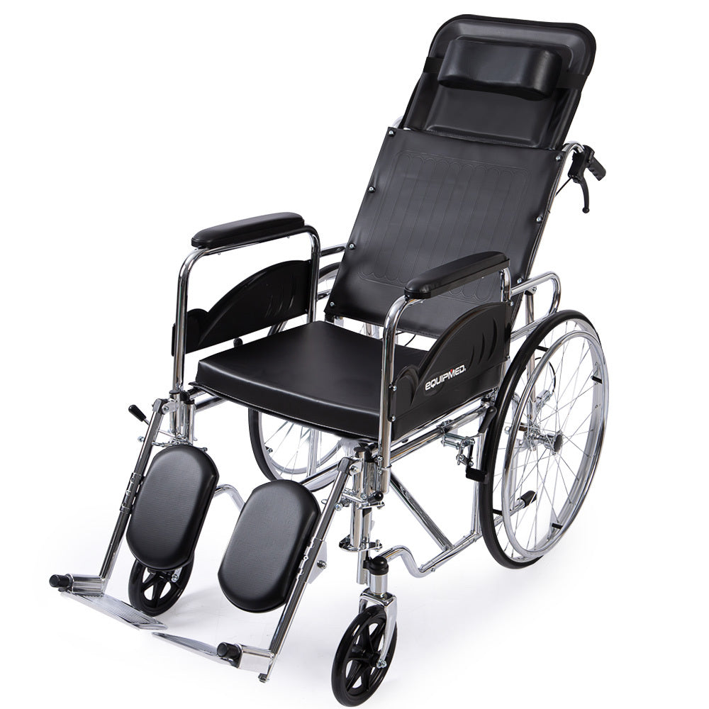 SmartRide Deluxe 46cm Reclining Wheelchair Self-Propelled Chrome Steel