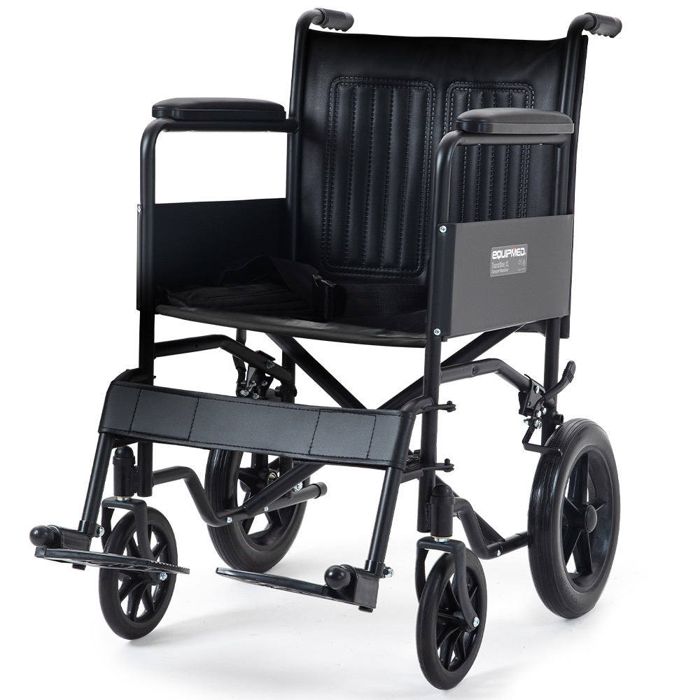Transitline XL Folding Wheelchair Attendant Propelled Steel Frame Black