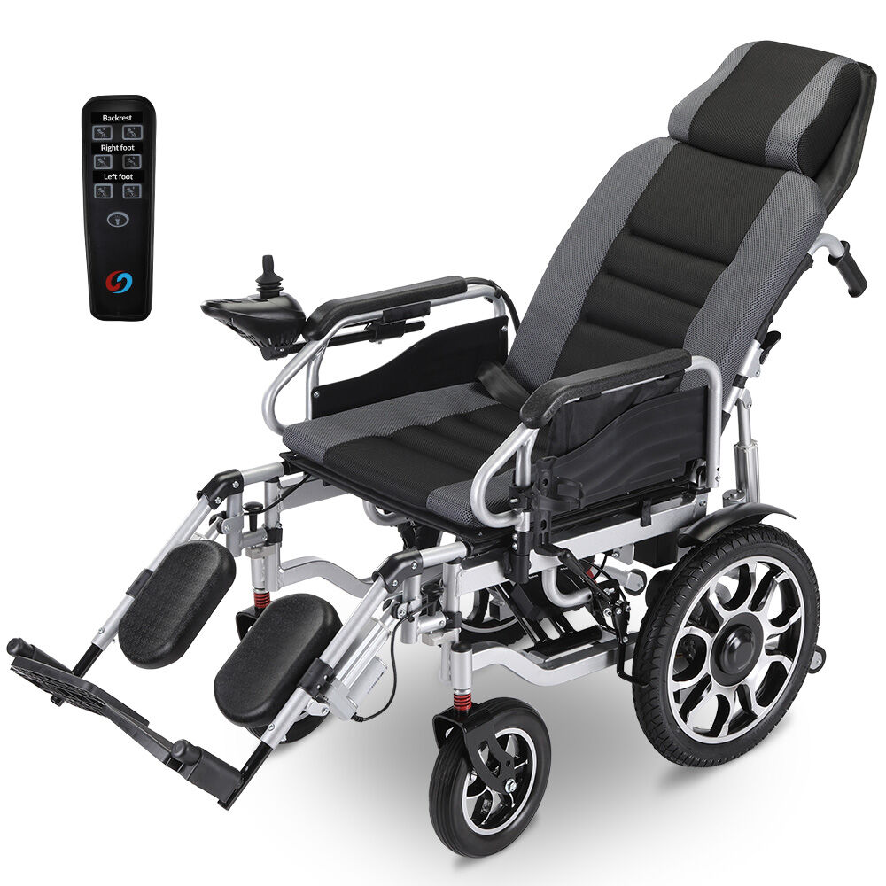 PowerCruise 16" Electric Wheelchair Long Range Auto Recline Grey/Black