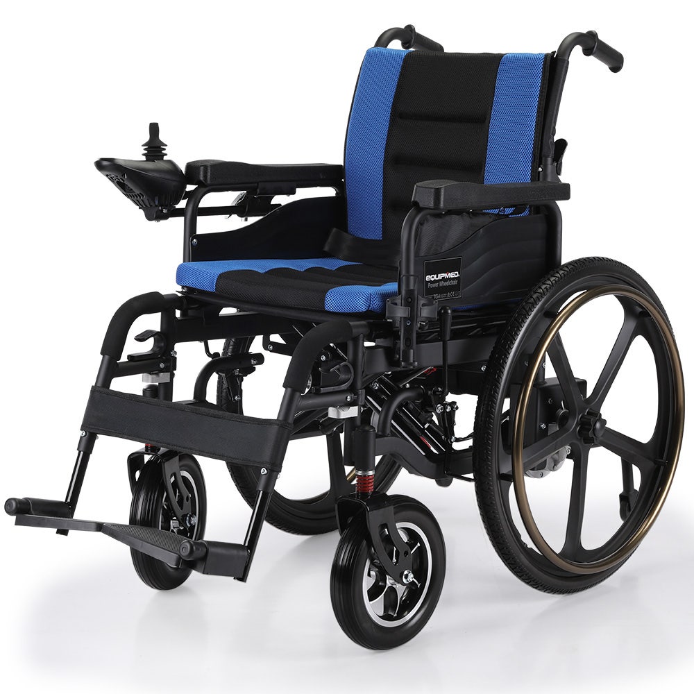 PowerCruise DualSmart 24" Electric Wheelchair Folding Long Range Matte Black/Blue