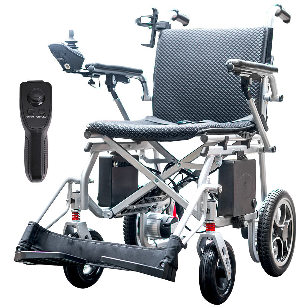 PowerCruise Transit+ Electric Wheelchair Lightweight Long Range Silver