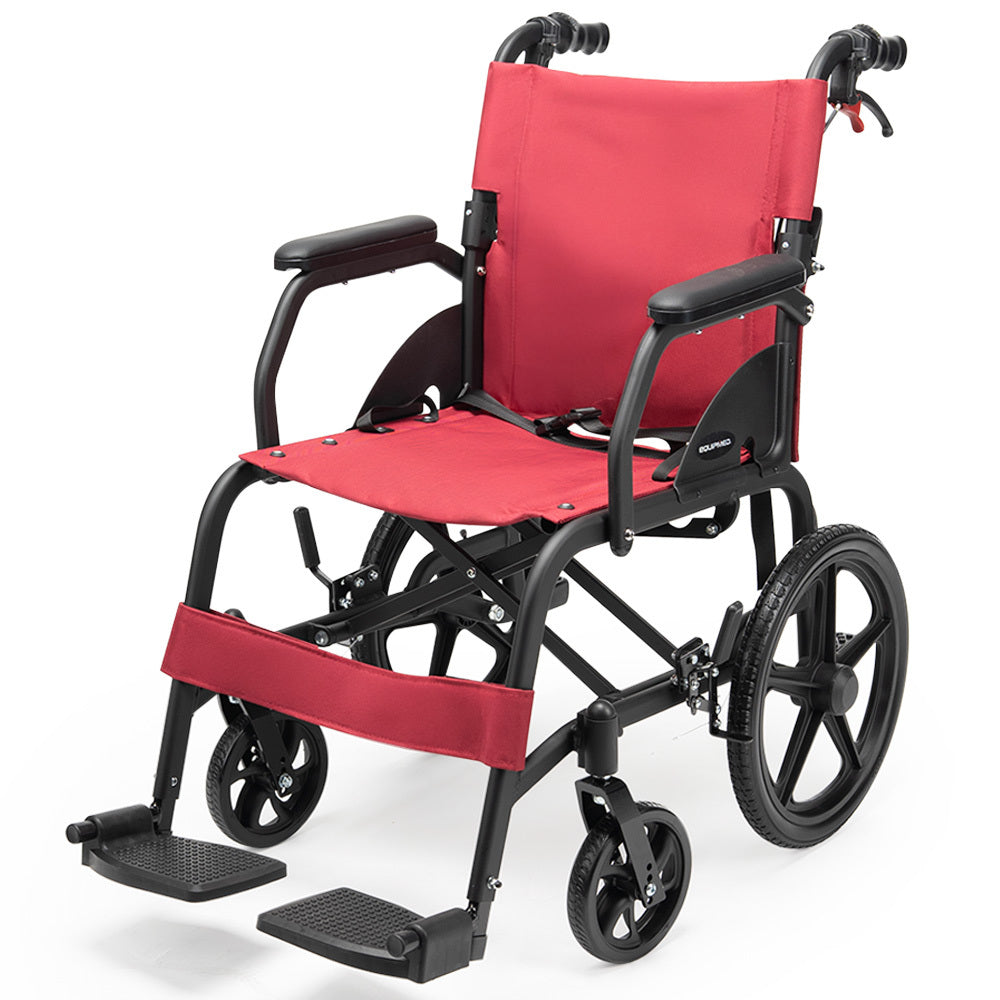 Transitline Lite Folding Wheelchair Lightweight Aluminium Crimson Red