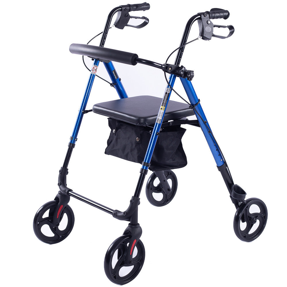 Assureline 4-Wheel Rollator Walker Aluminium Frame Blue