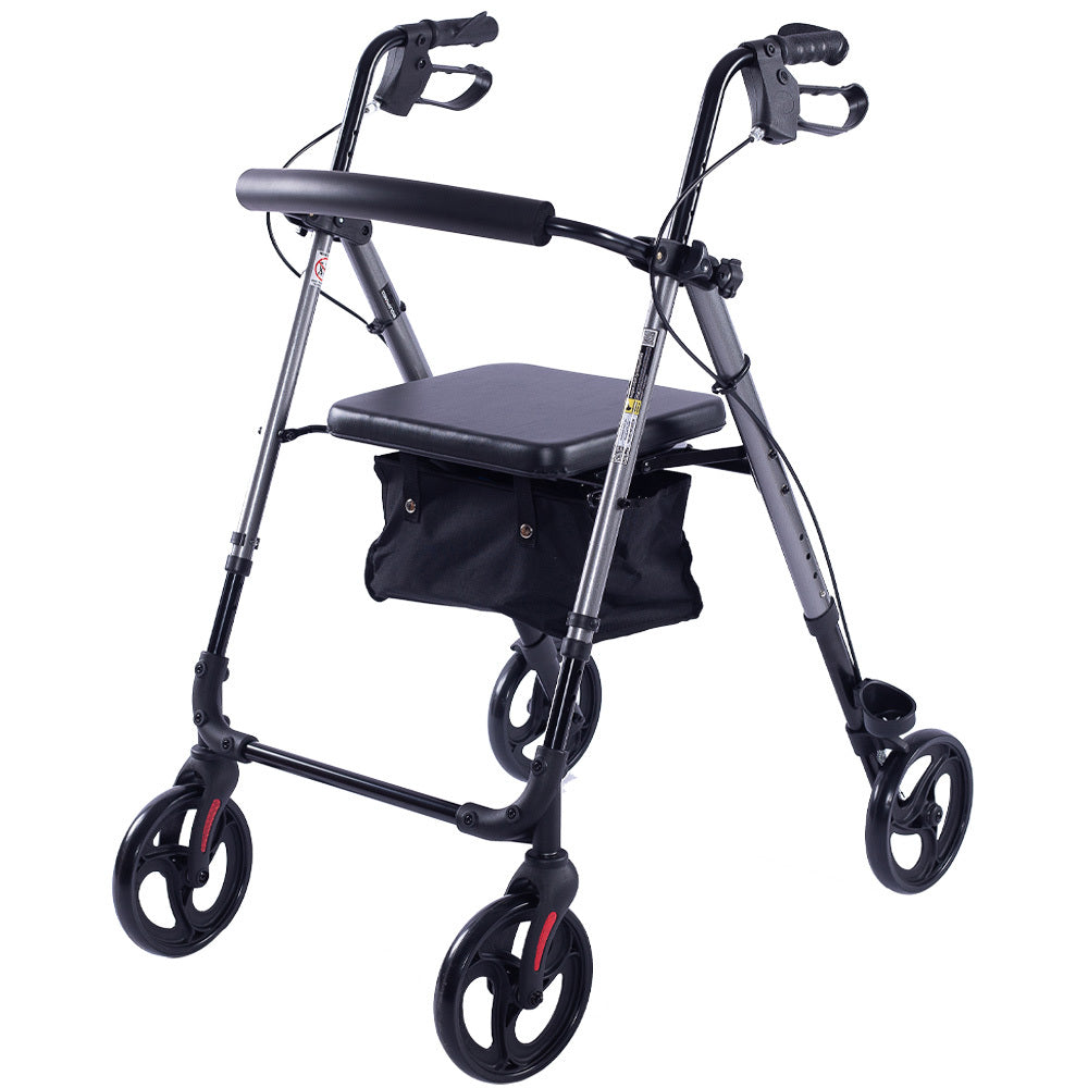 Assureline 4-Wheel Lightweight Rollator Walker Aluminium Frame Titanium Style
