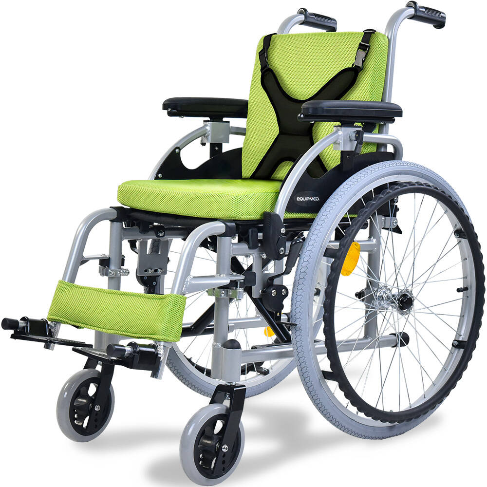 Premium Kids Wheelchair 22" Lightweight Aluminium Green