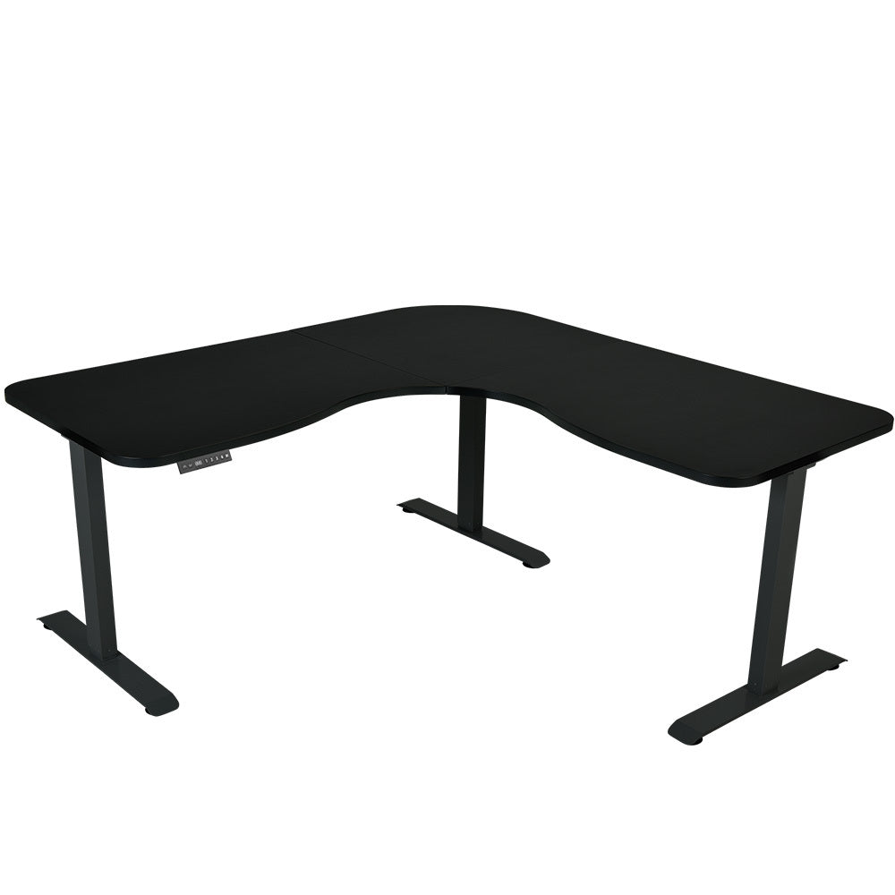 FORTIA Corner Standing Desk 173cm Electric Height Adjustable Black
