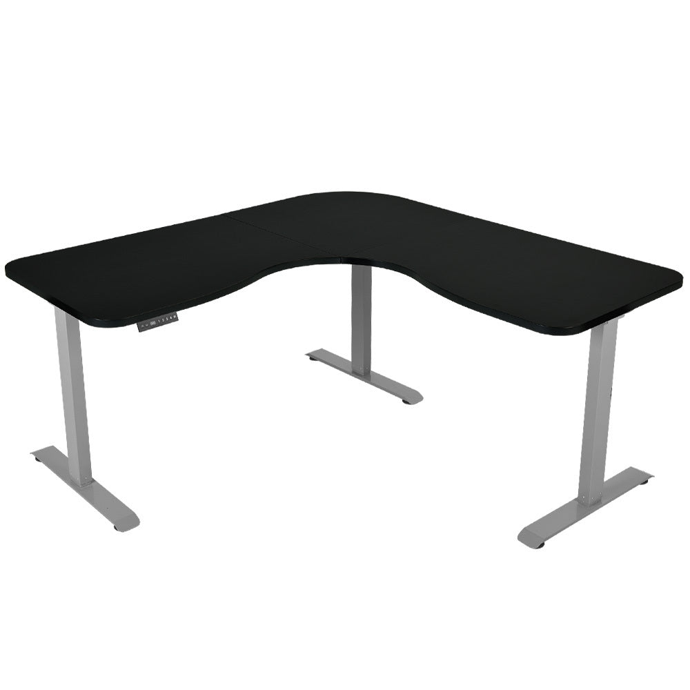 FORTIA 173cm Corner Standing Desk Electric Height Adjustable Black/Silver