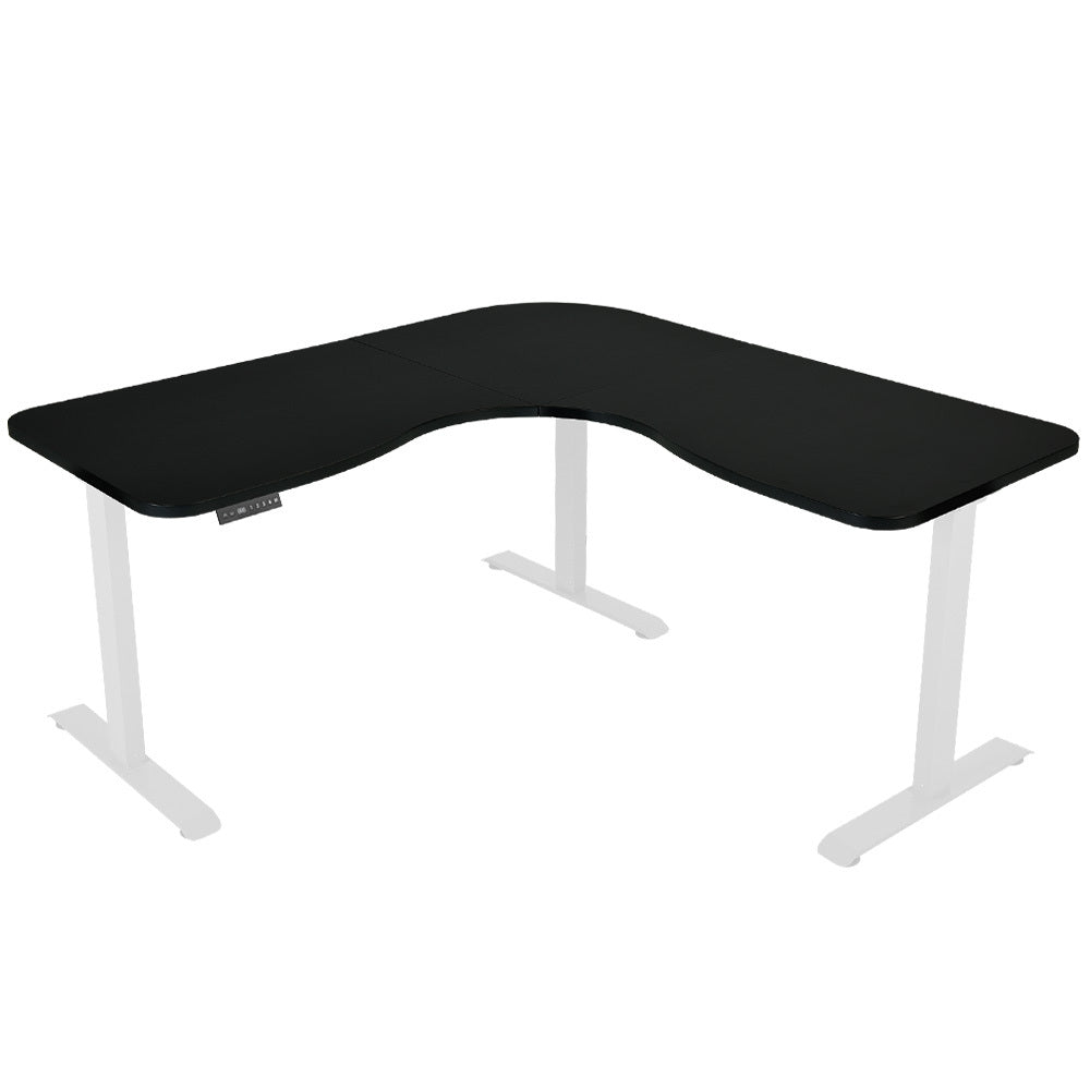 FORTIA Corner Standing Desk 173cm Electric Height Adjustable 3 Motors Black/White