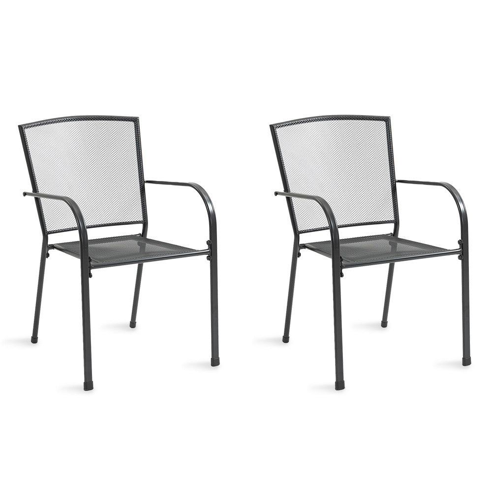 Fortia 2-Piece Outdoor Dining Chair Set E-Coated Stackable