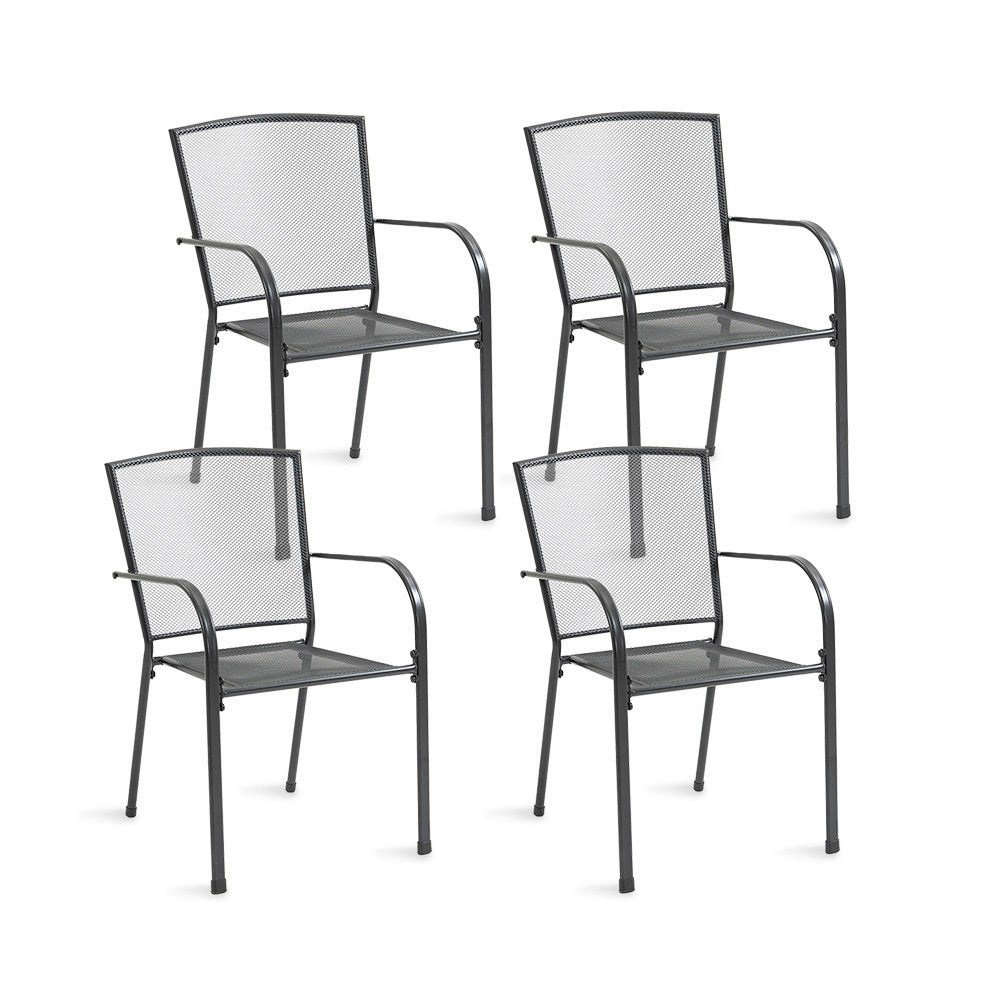 Fortia 4-Piece Outdoor Dining Chair Set E-Coated Stackable