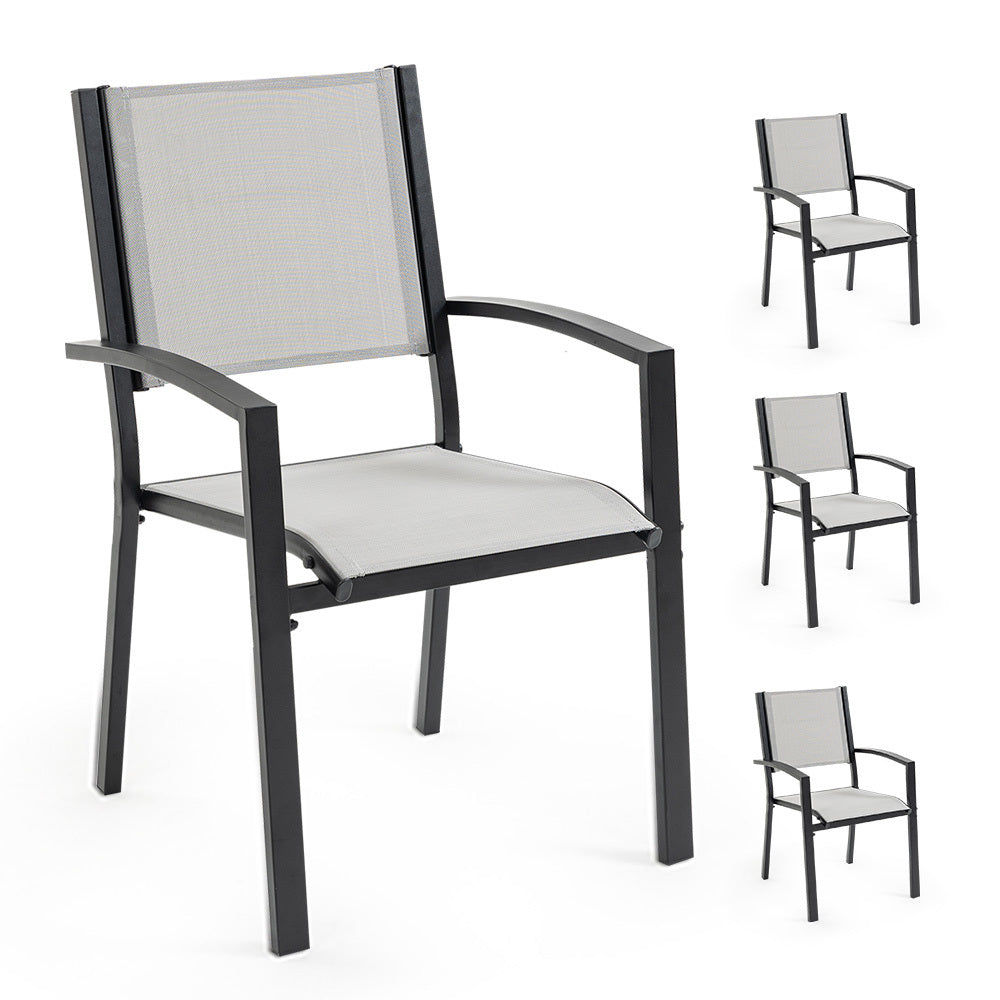 Fortia 4-Piece Outdoor Dining Chair Set Black/Grey