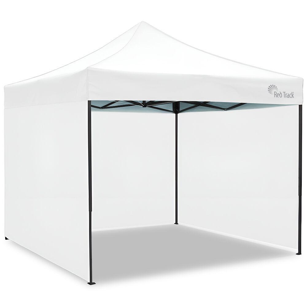 RED TRACK 3x3m Premium Pop Up Gazebo Marquee, Patented Steel Cable Canopy Support System, Wheeled Carry Bag, Side Walls, UV Block, Reinforced Frame, White