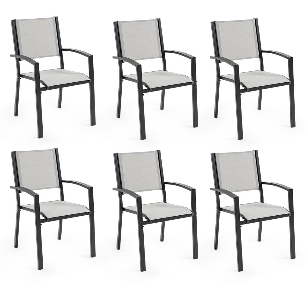 Fortia 6-Piece Outdoor Dining Chair Set Black/Grey