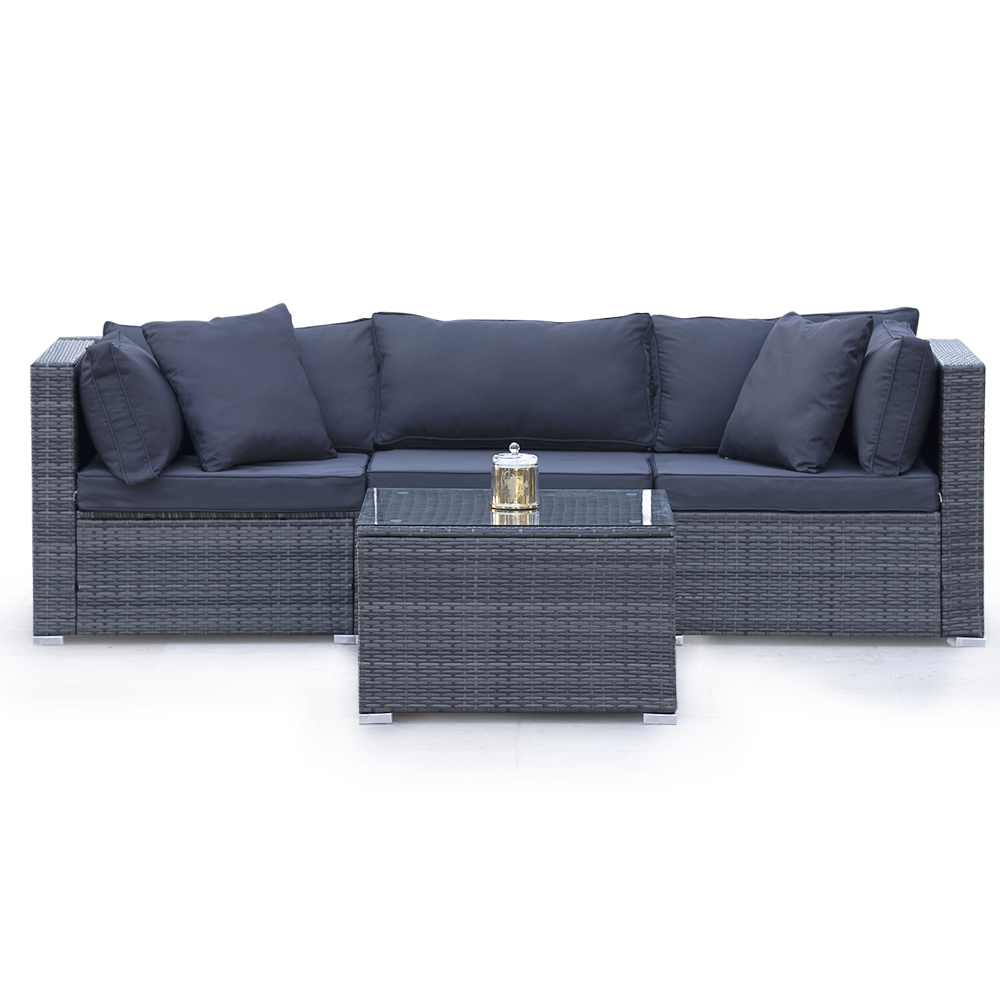 London Rattan 3 Seater Modular Outdoor Lounge Set with Coffee Table Marl Grey