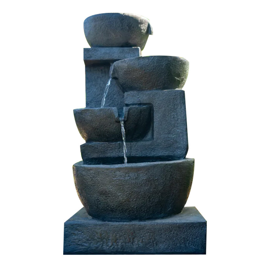 Protege 4 Bowl Solar Fountain Water Feature LED Charcoal