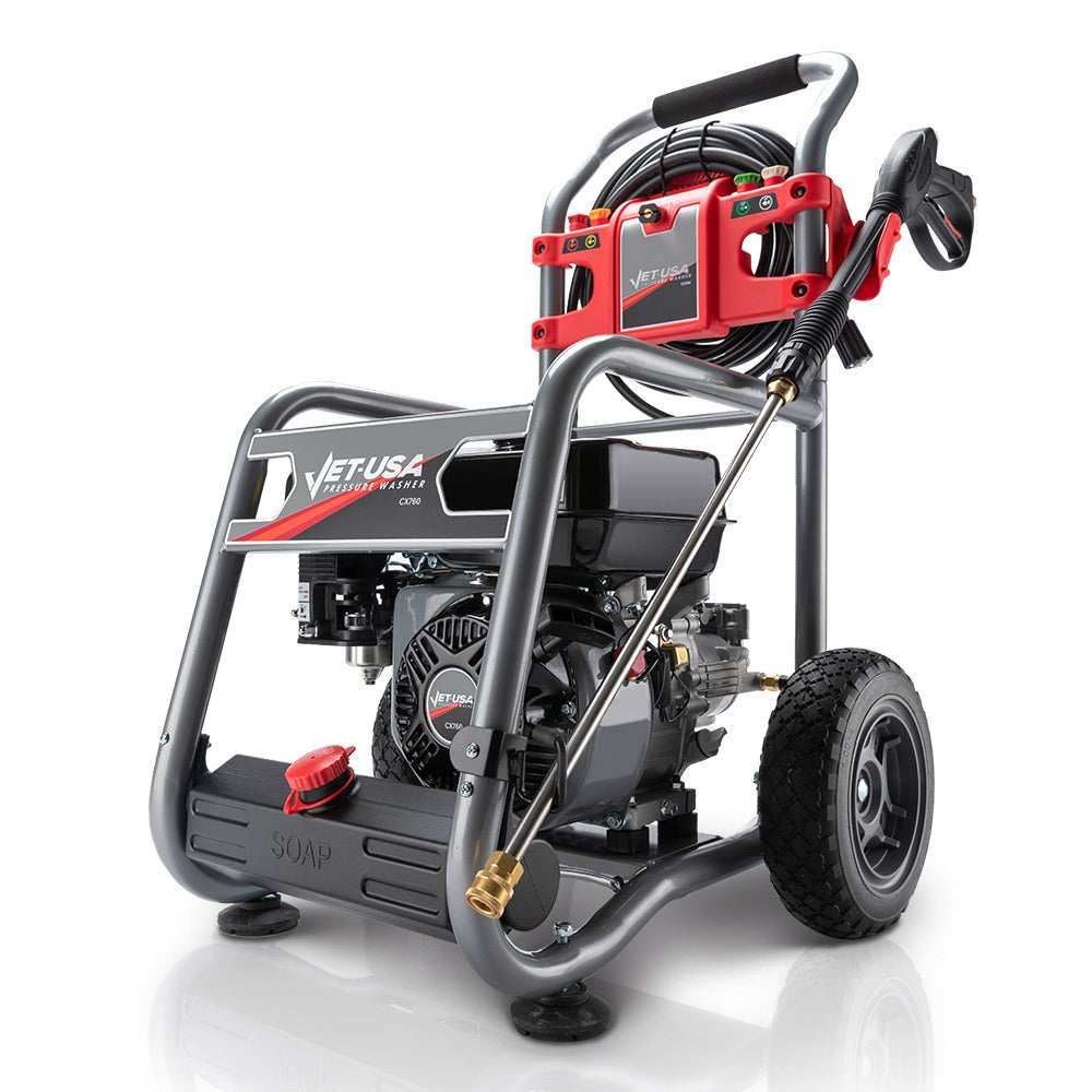 4800PSI Petrol Pressure Washer, 7HP, Axial Pump, 10m Hose - Jet-USA