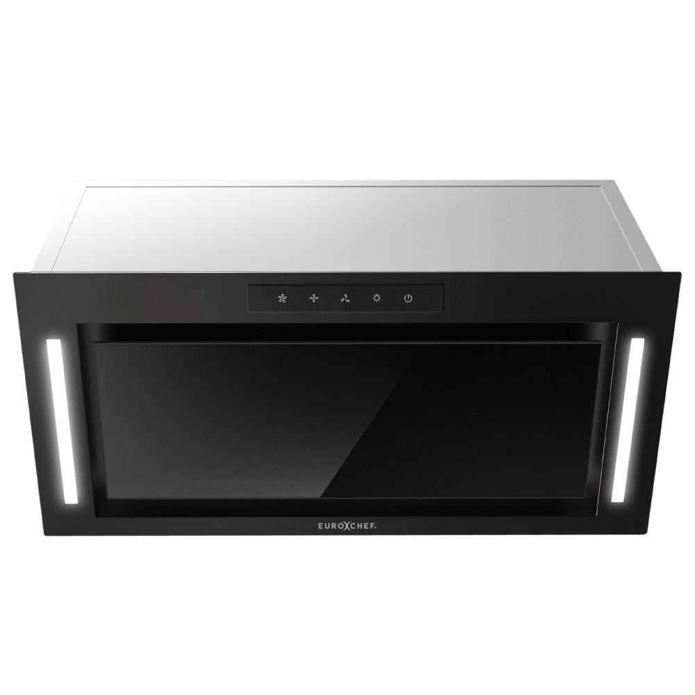 EuroChef 60cm Undermount Rangehood Black Quiet 3-Speed LED