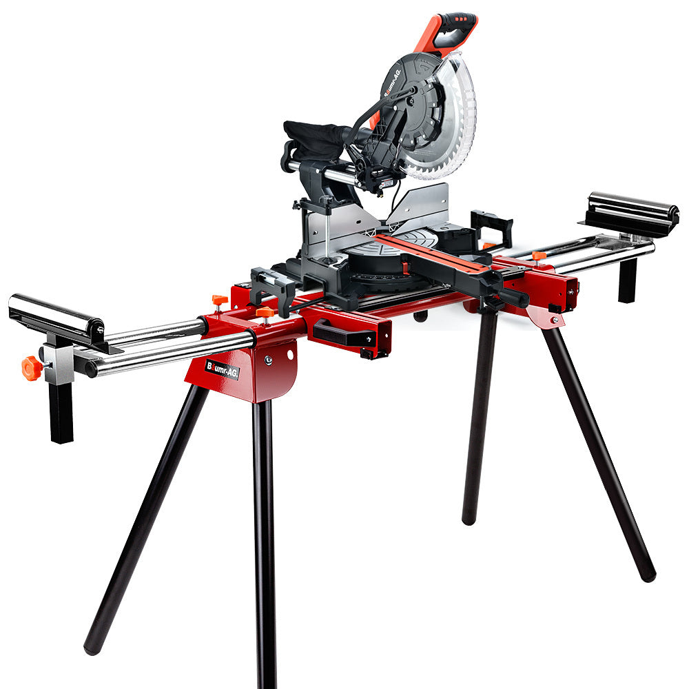 DBR-305 305mm Dual Bevel Sliding Compound Mitre Saw with Adjustable Stand Combo
