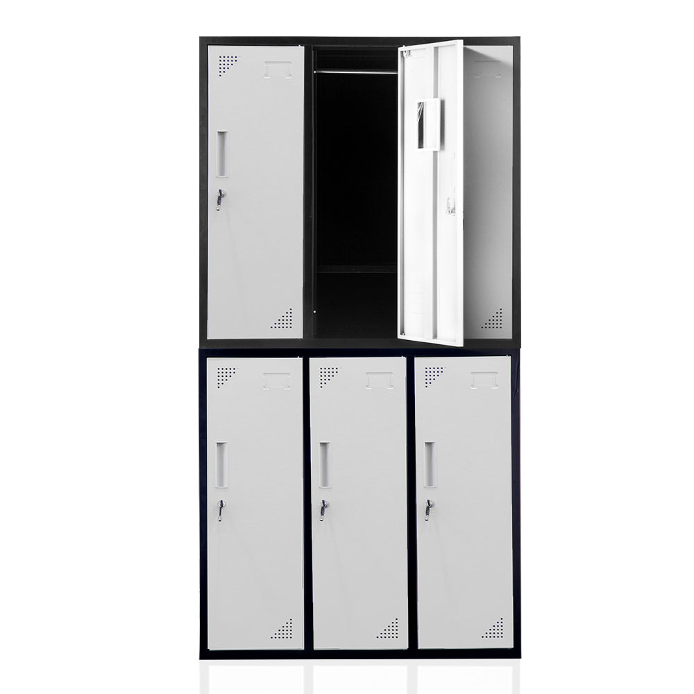 Fortia 6 Door Metal Storage Lockers Black/Grey