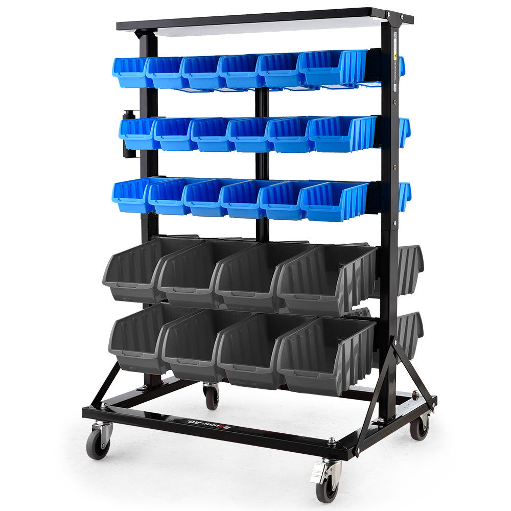 Baumr-AG 52-Bin Double-Sided Mobile Storage Rack Blue