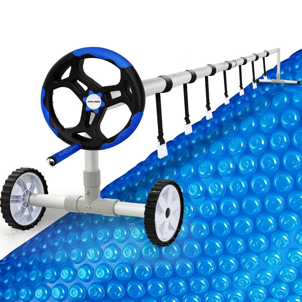 Aurelaqua 9.5x4m Solar Pool Cover Roller 500 Micron Blue