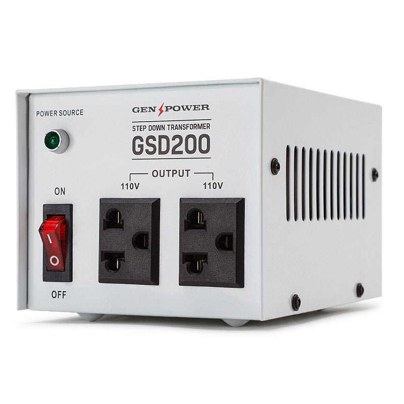 200W 240V-110V Step Down Transformer, Pure Sinewave Output, Genpower