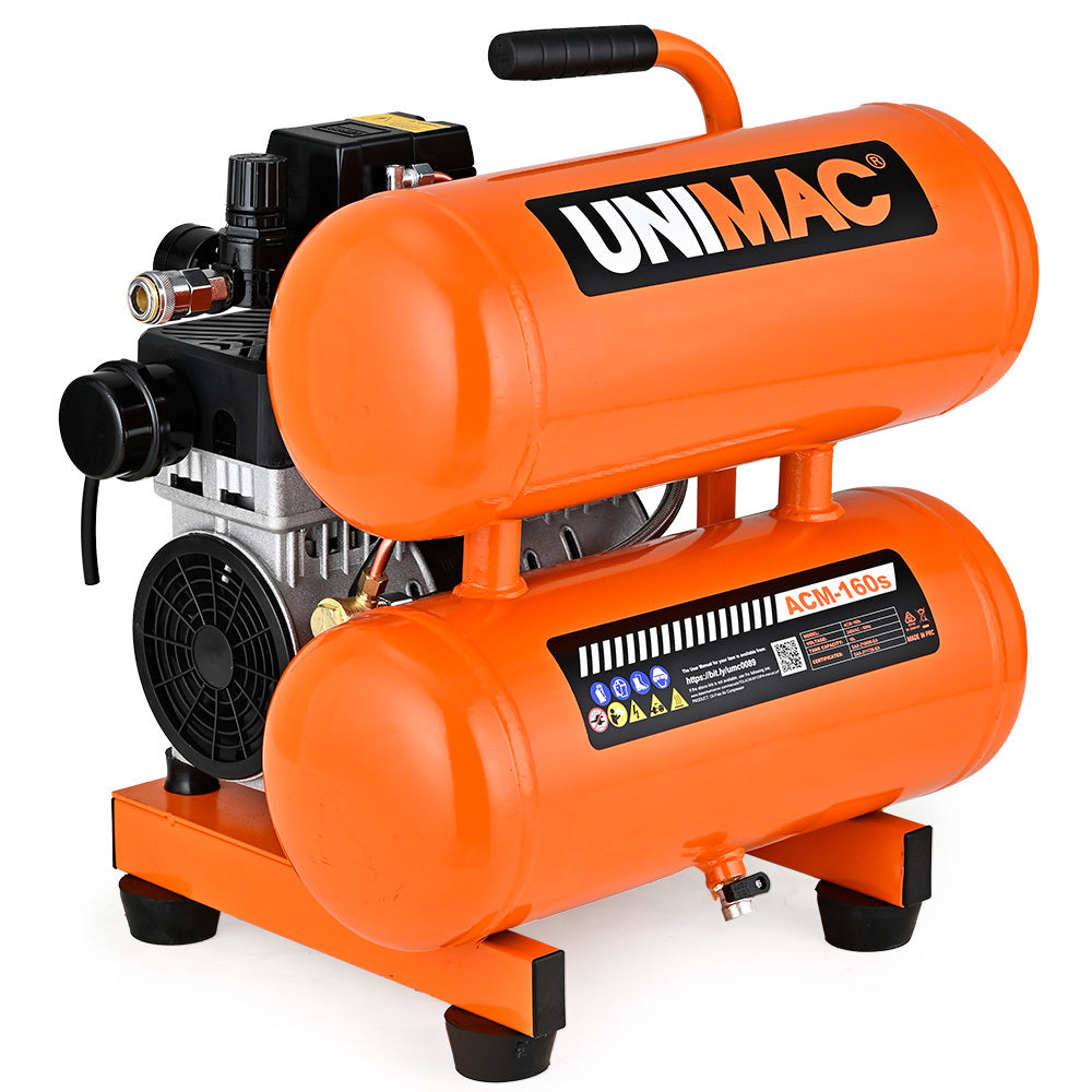 Quiet Air 16L Twin Tank Portable Air Compressor 116PSI Silent Oil-Free