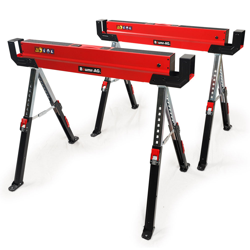 Baumr-AG Folding Adjustable Steel Sawhorses 1180kg Capacity