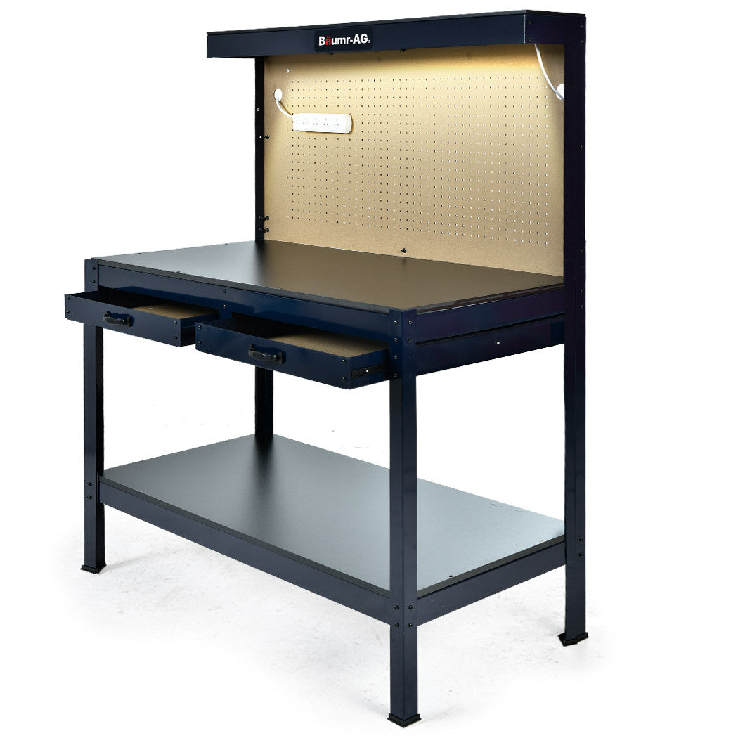 Baumr-AG Steel Workbench 120cm LED Pegboard Tool Storage